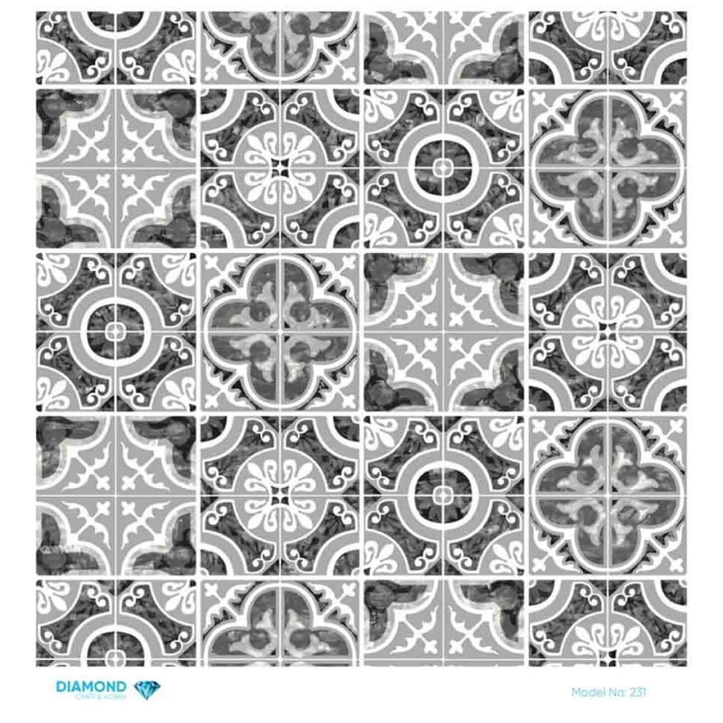 Декупаж рисовой бумагой с ромбиками 231