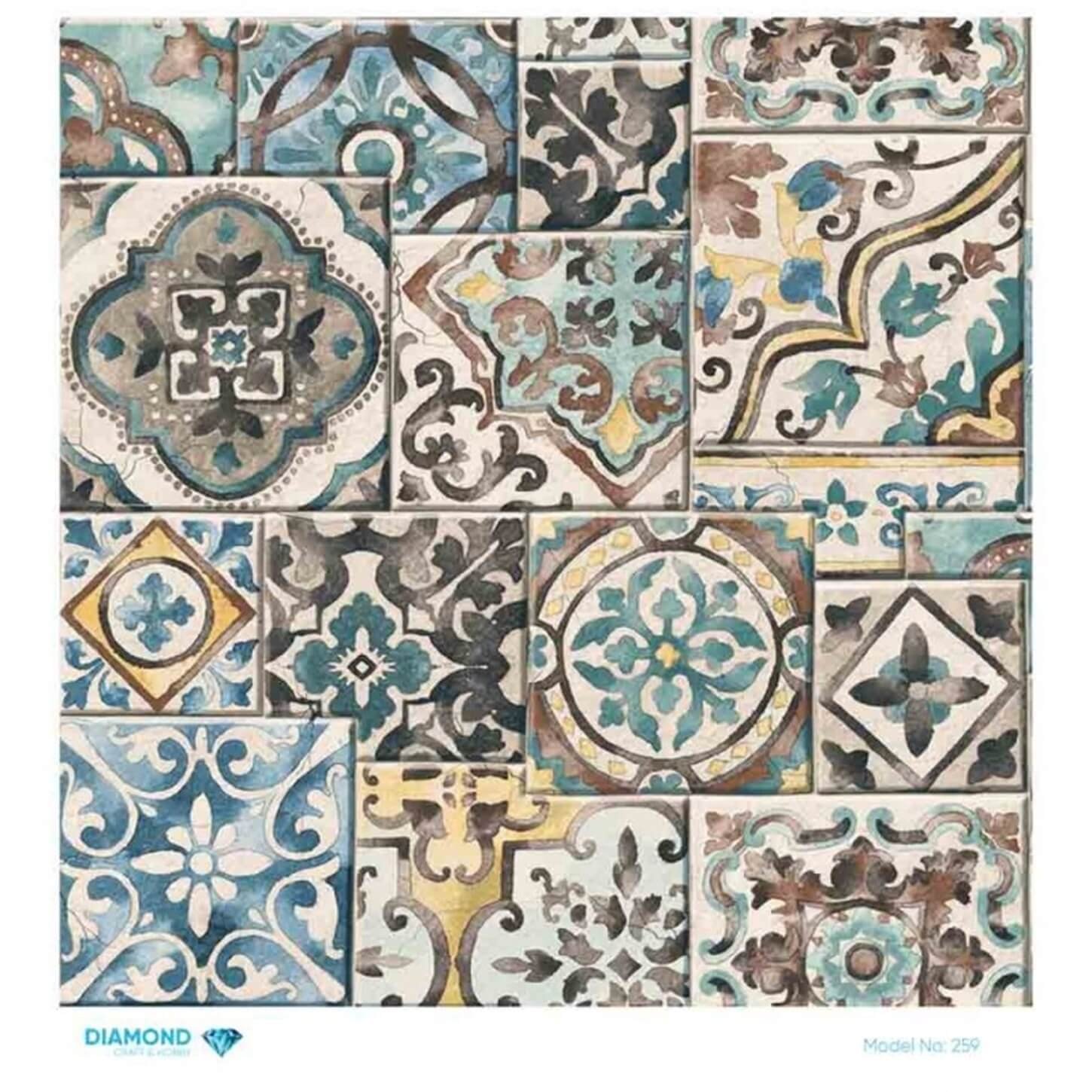 Декупаж рисовой бумагой с бриллиантами 259