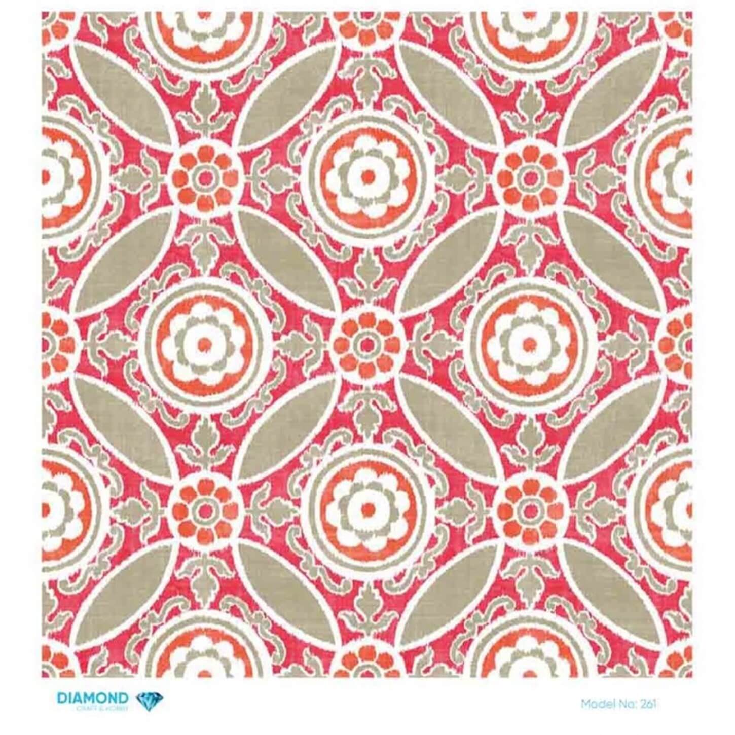 Декупаж рисовой бумагой с ромбами 261