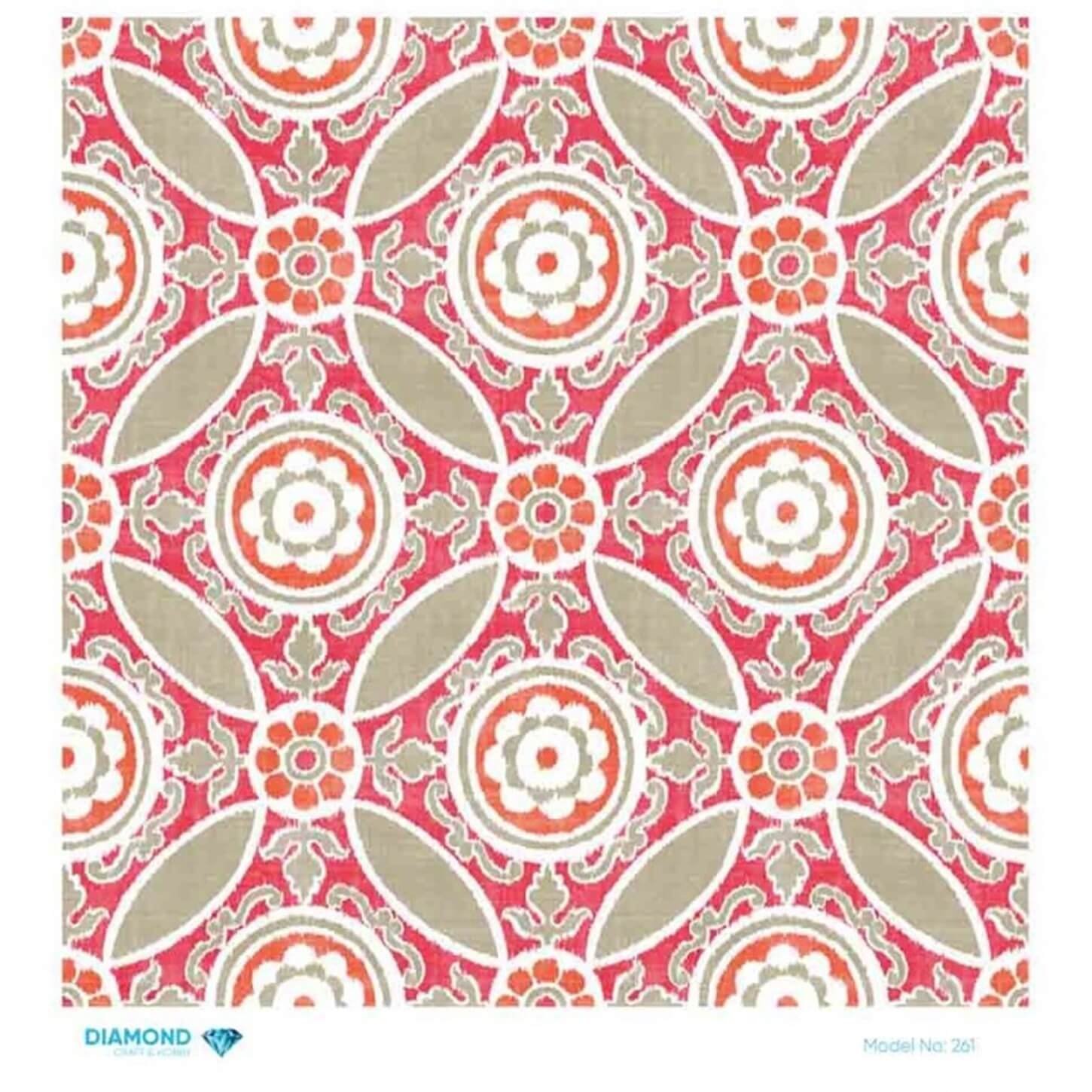 Декупаж рисовой бумагой с ромбами 261