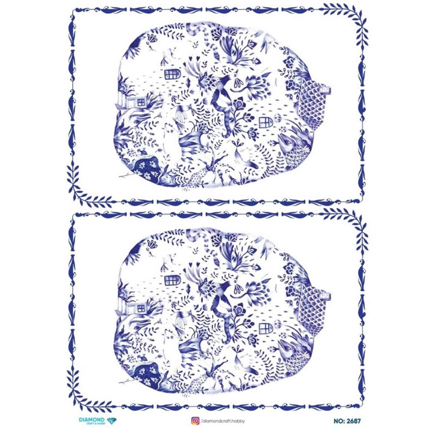 ديكوباج ورق الأرز الماسي 2687