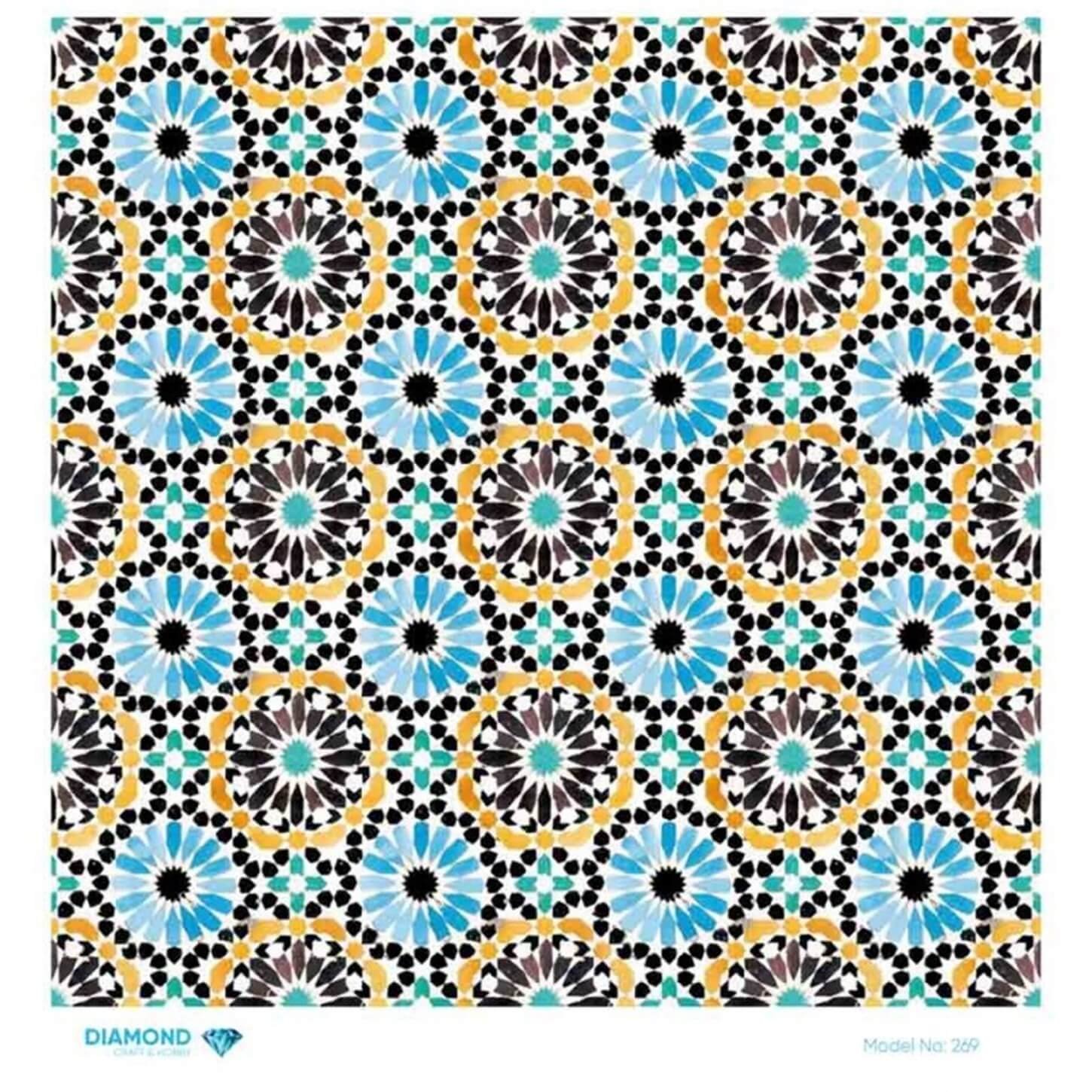 Декупаж рисовой бумагой ромбовидной формы 269