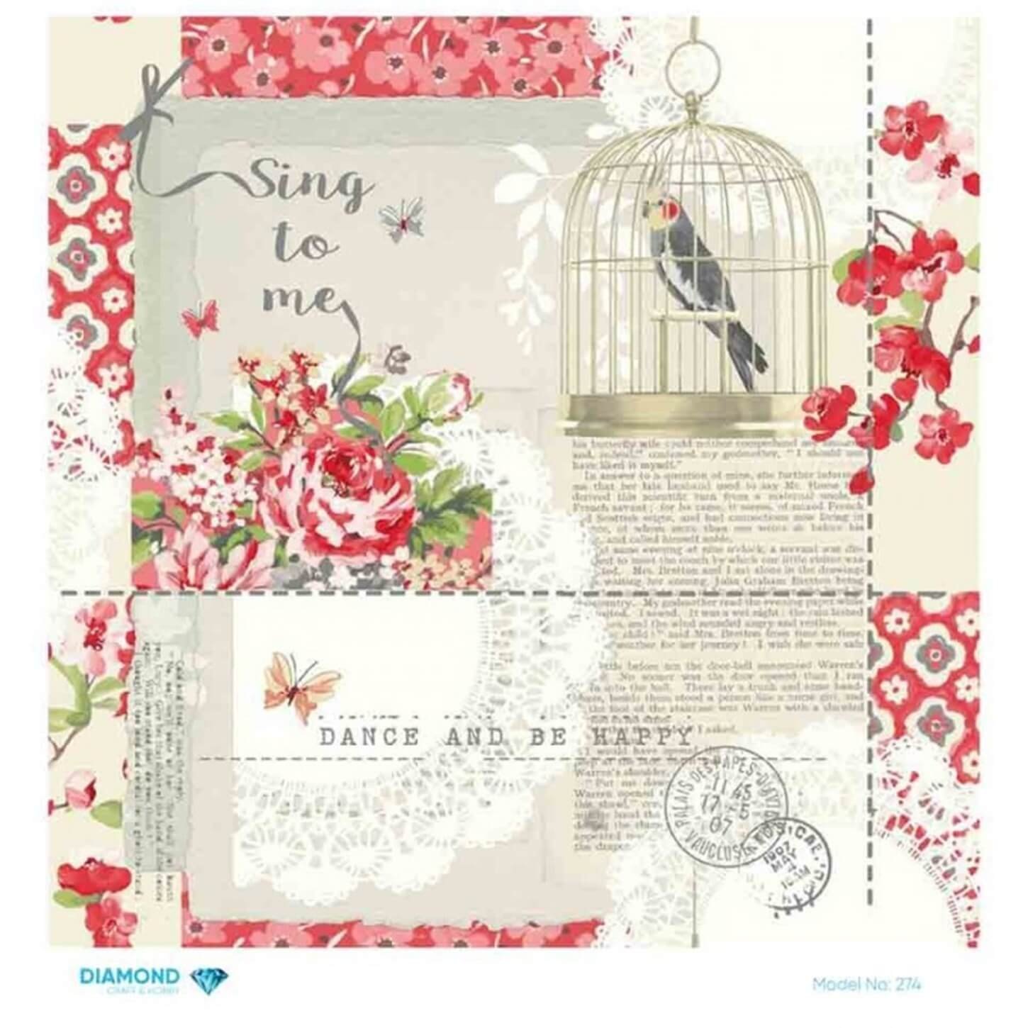 Декупаж рисовой бумагой ромб 274