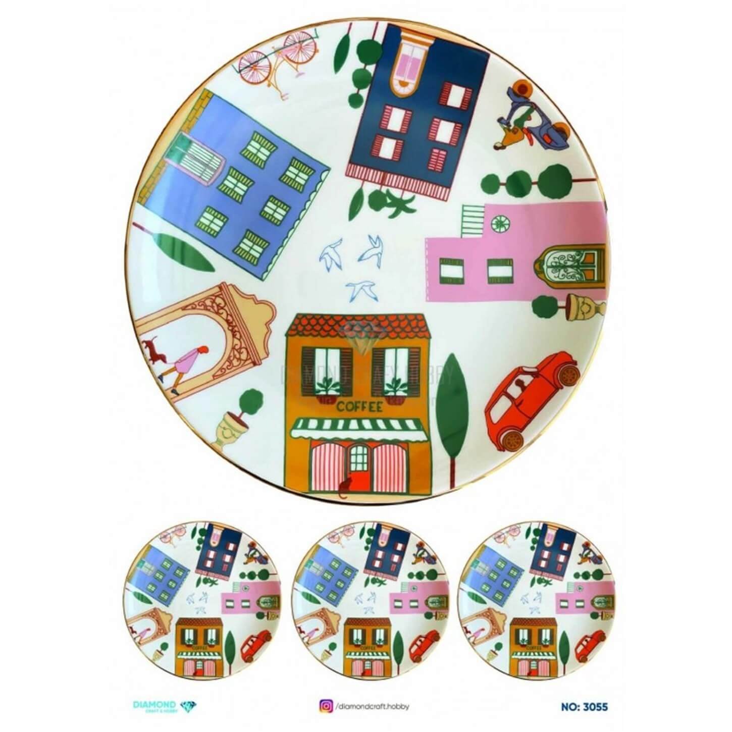 ديكوباج ورق الأرز الماسي 3055