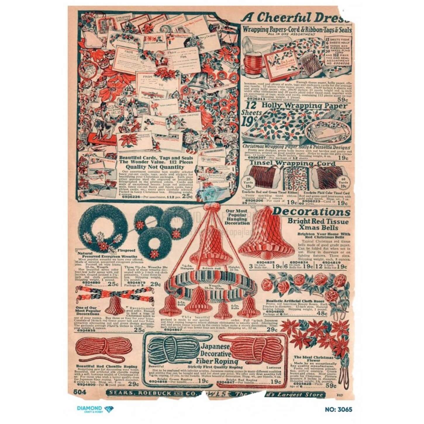 ديكوباج ورق الأرز الماسي 3065