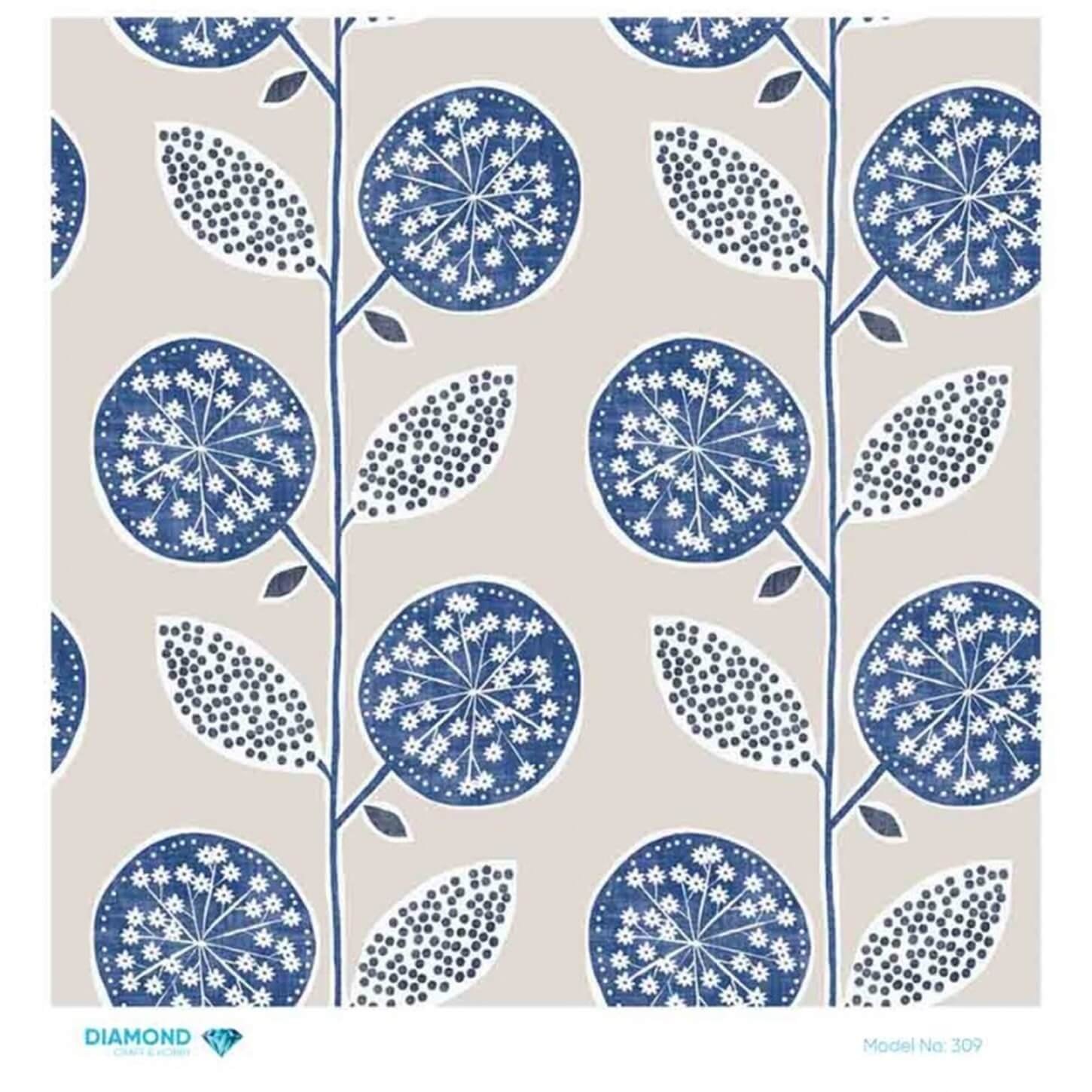 Декупаж рисовой бумагой с бриллиантами 309