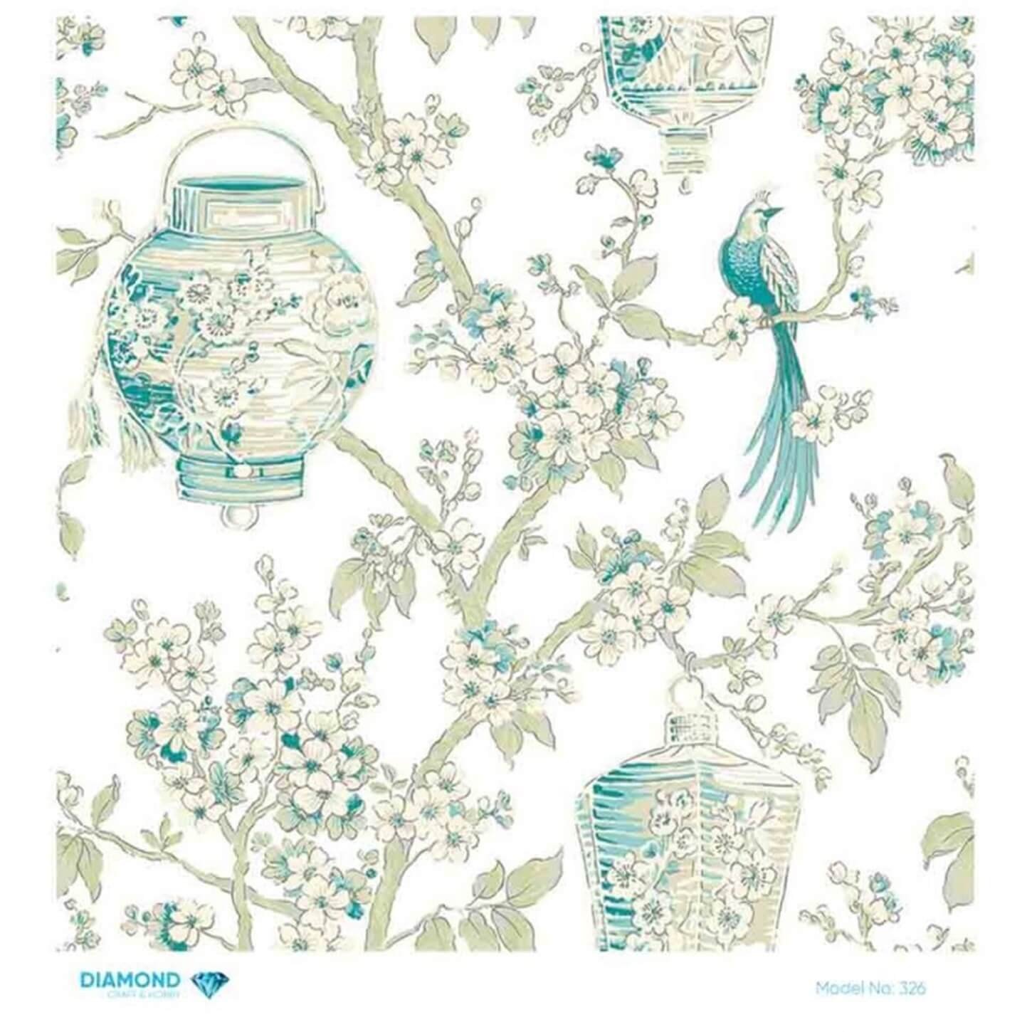 Декупаж рисовой бумагой с бриллиантами 326