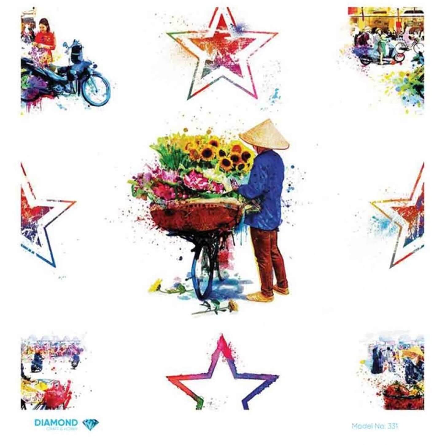 Декупаж рисовой бумагой с бриллиантами 331