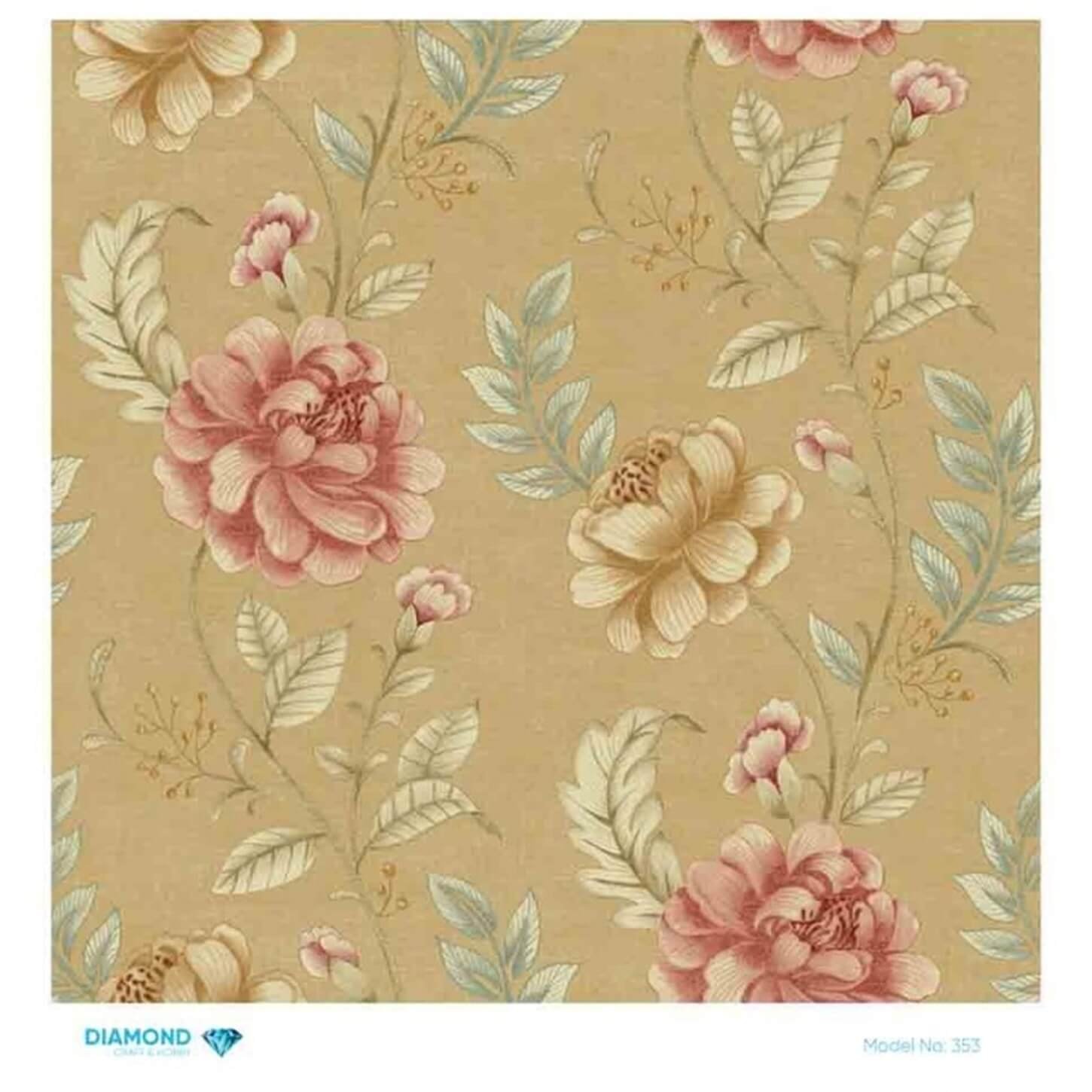 Декупаж рисовой бумагой с бриллиантами 353