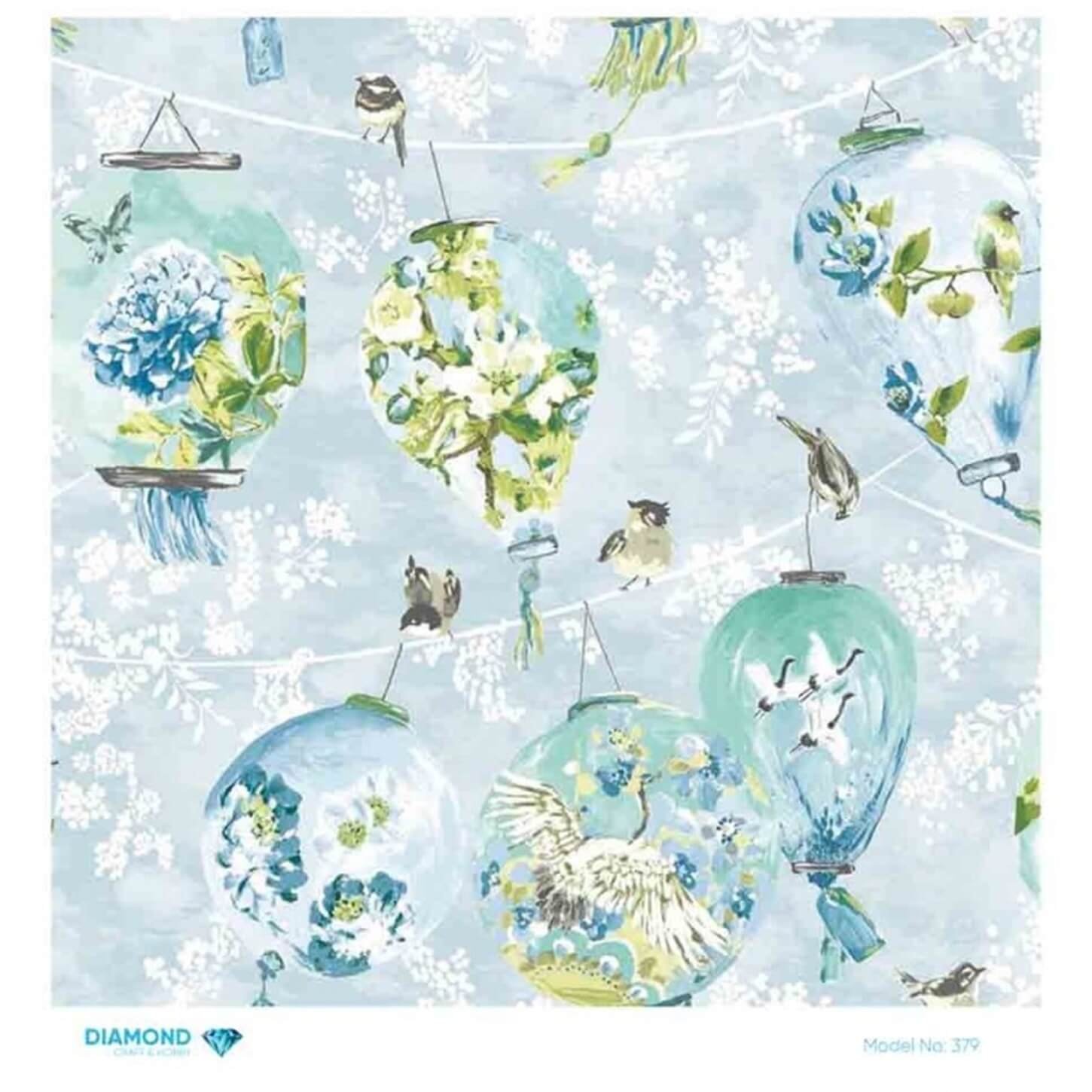 Декупаж рисовой бумагой с бриллиантами 379