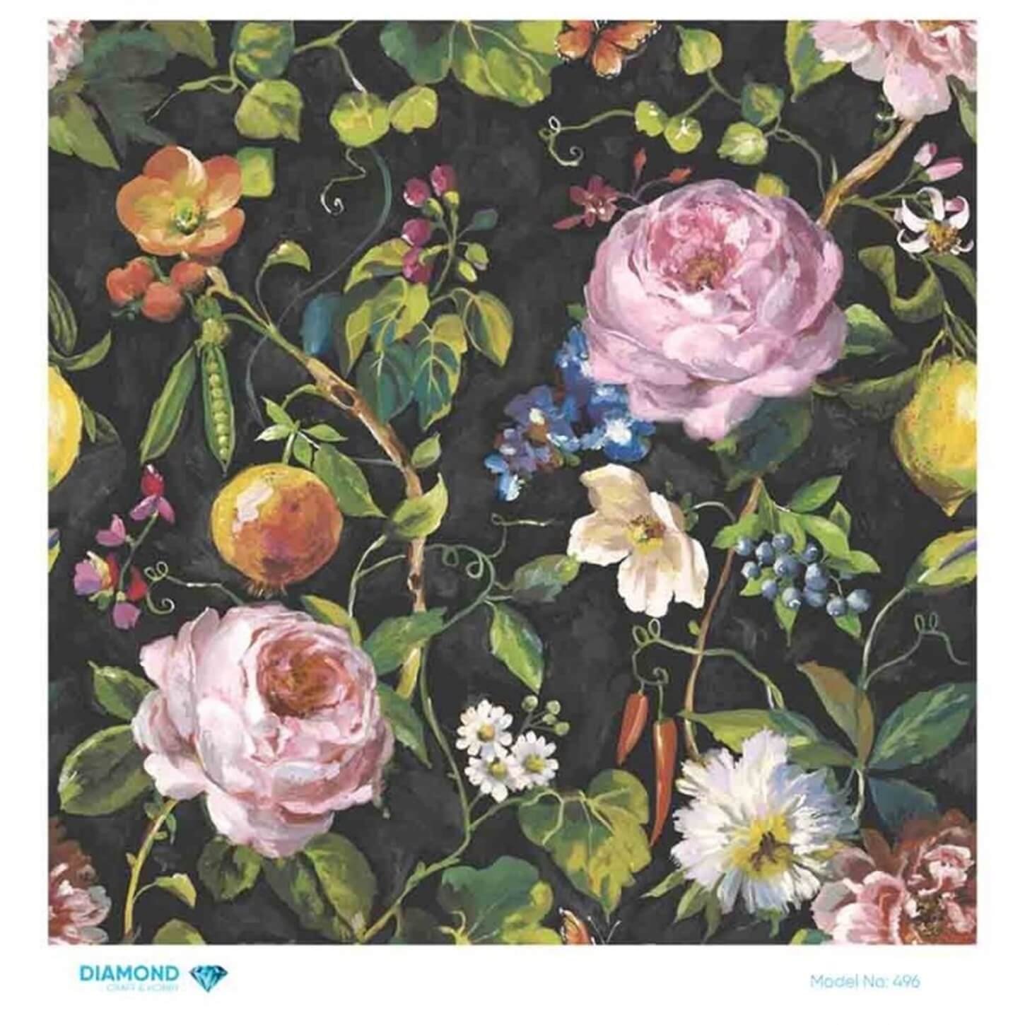 Декупаж рисовой бумагой с бриллиантами 496