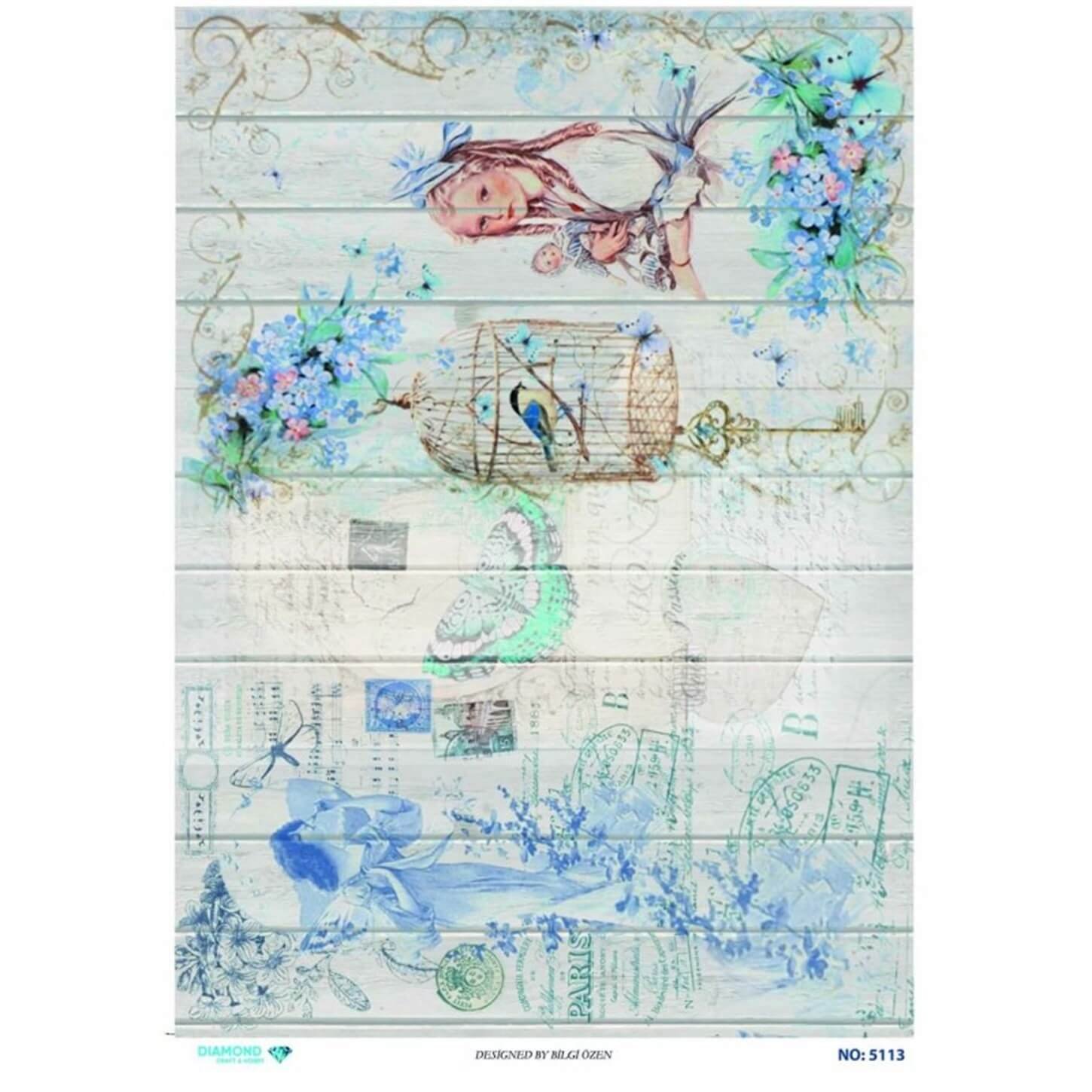 ديكوباج ورق الأرز الماسي 5113