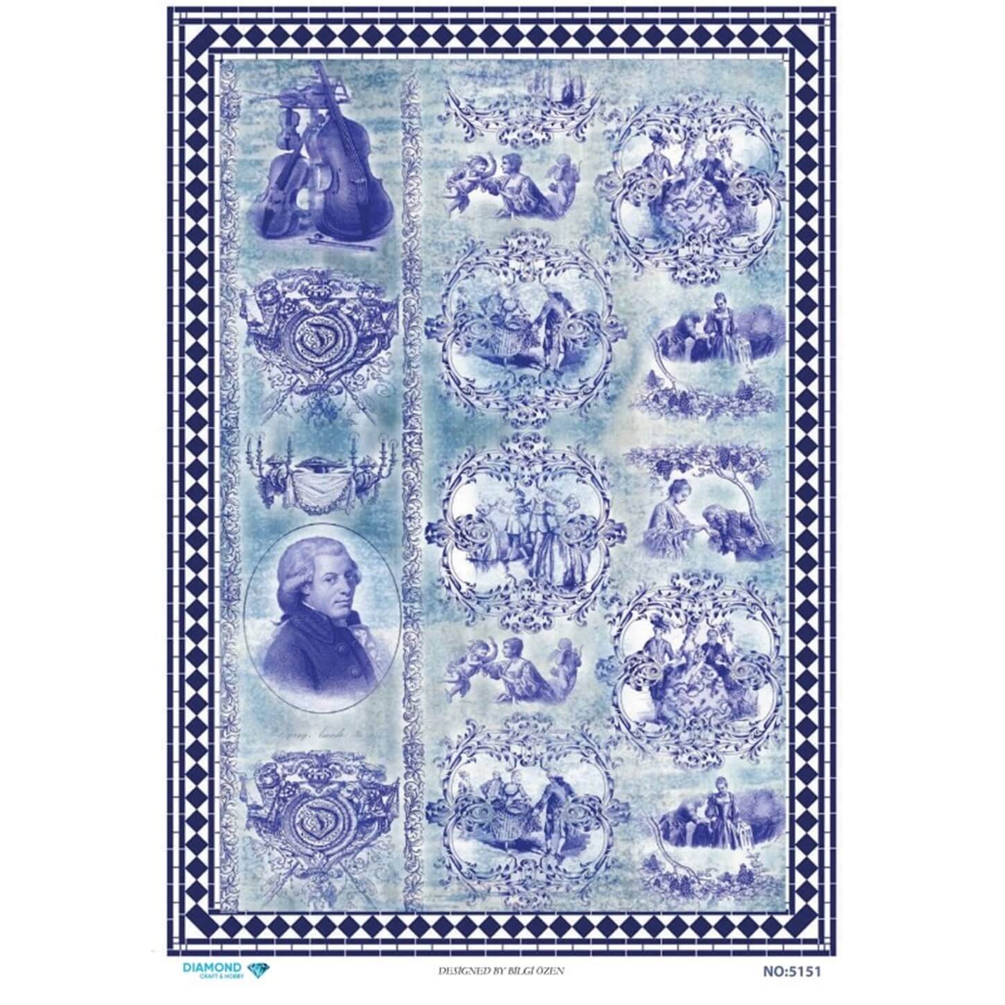 ديكوباج ورق الأرز الماسي 5151