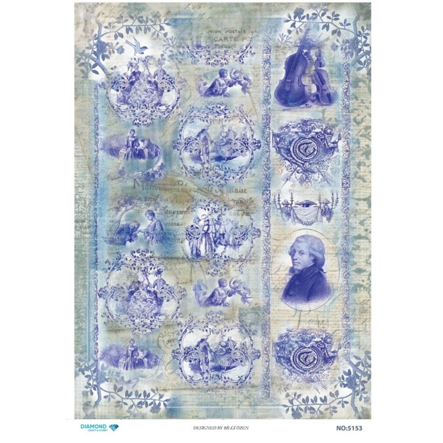 ديكوباج ورق الأرز الماسي 5153