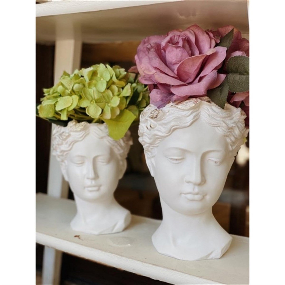 أصيص زهور هيلين الأبيض المزدوج