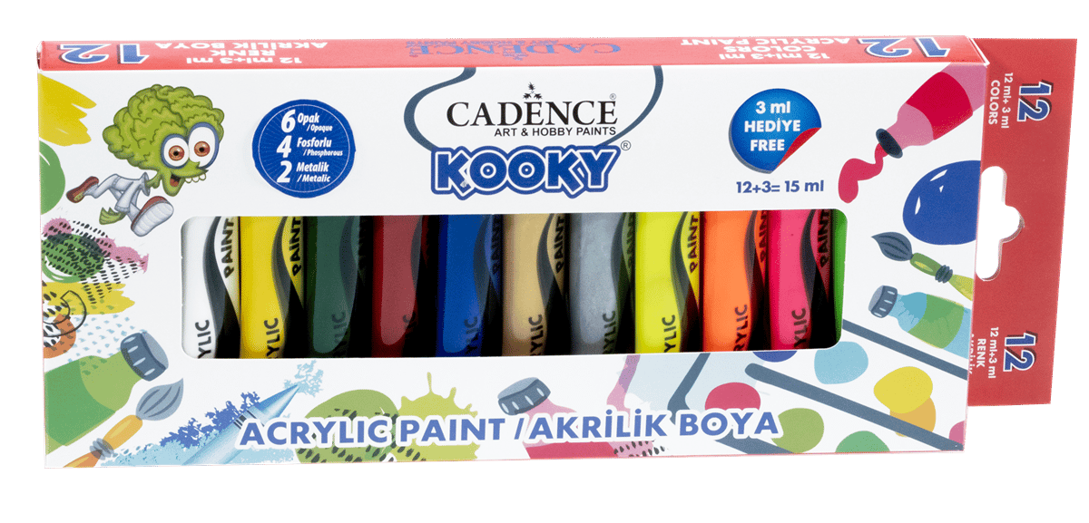 مجموعة طلاء أكريليك كوكي مكونة من 12 قطعة 