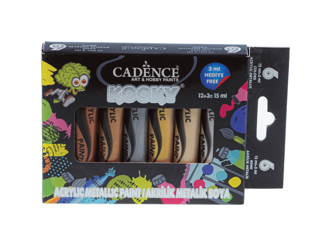 مجموعة طلاء أكريليك معدنية من كوكي مكونة من 6 قطع 
