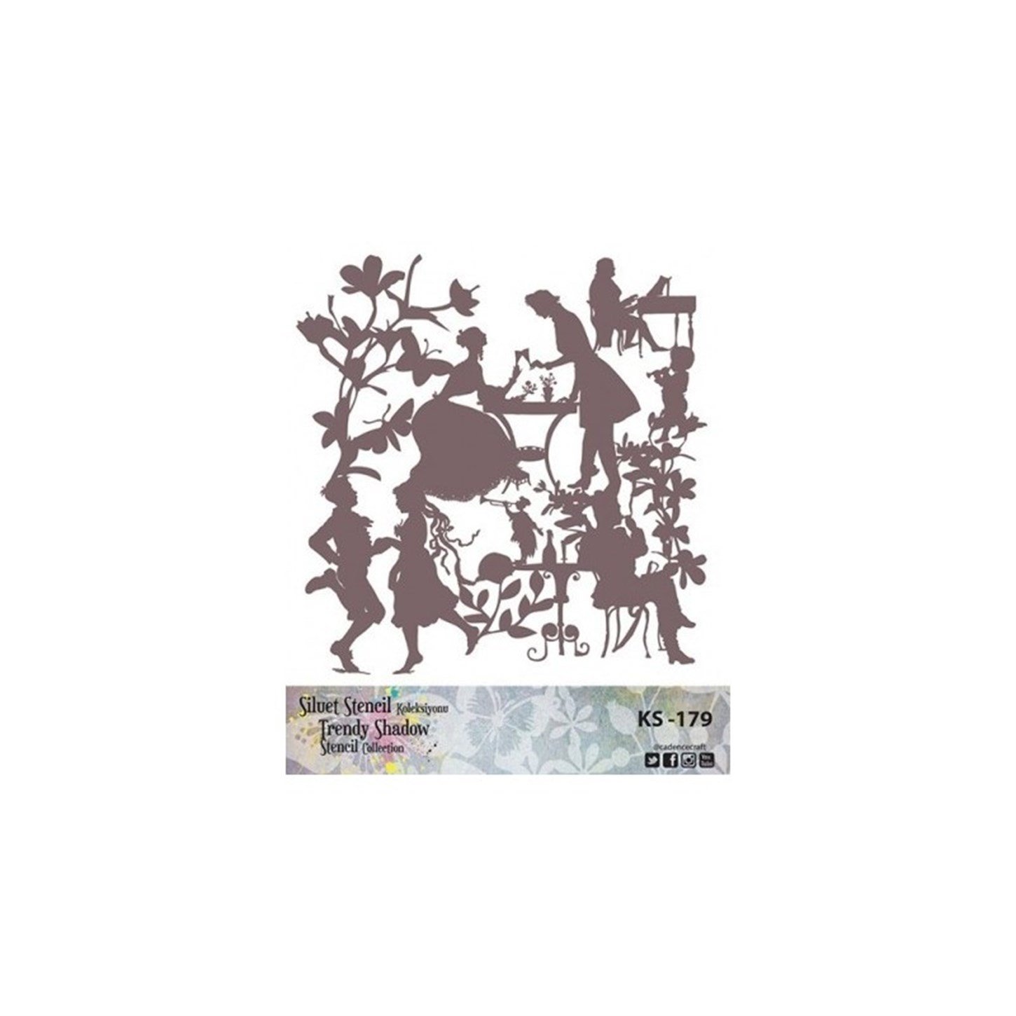 KS179 استنسل صورة ظلية بلا حدود 25x25