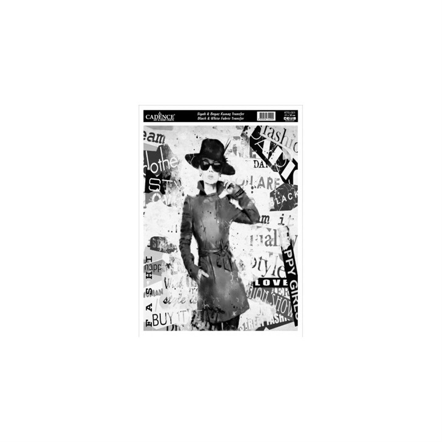Трансфер по ткани Черный Белый Kts001 21х30