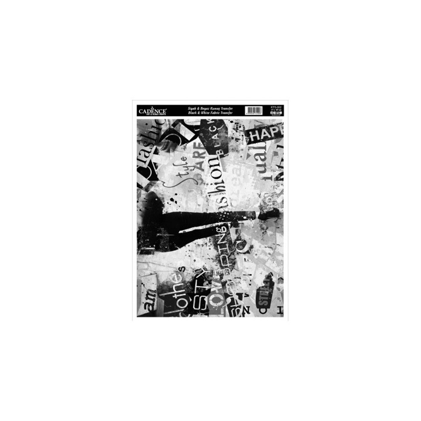 نقل القماش أسود أبيض Kts002 21x30