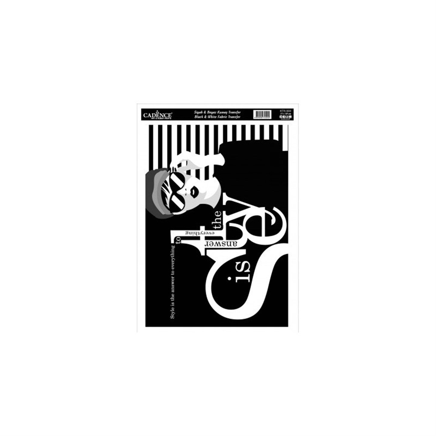 Трансфер по ткани Черный Белый Kts003 21х30