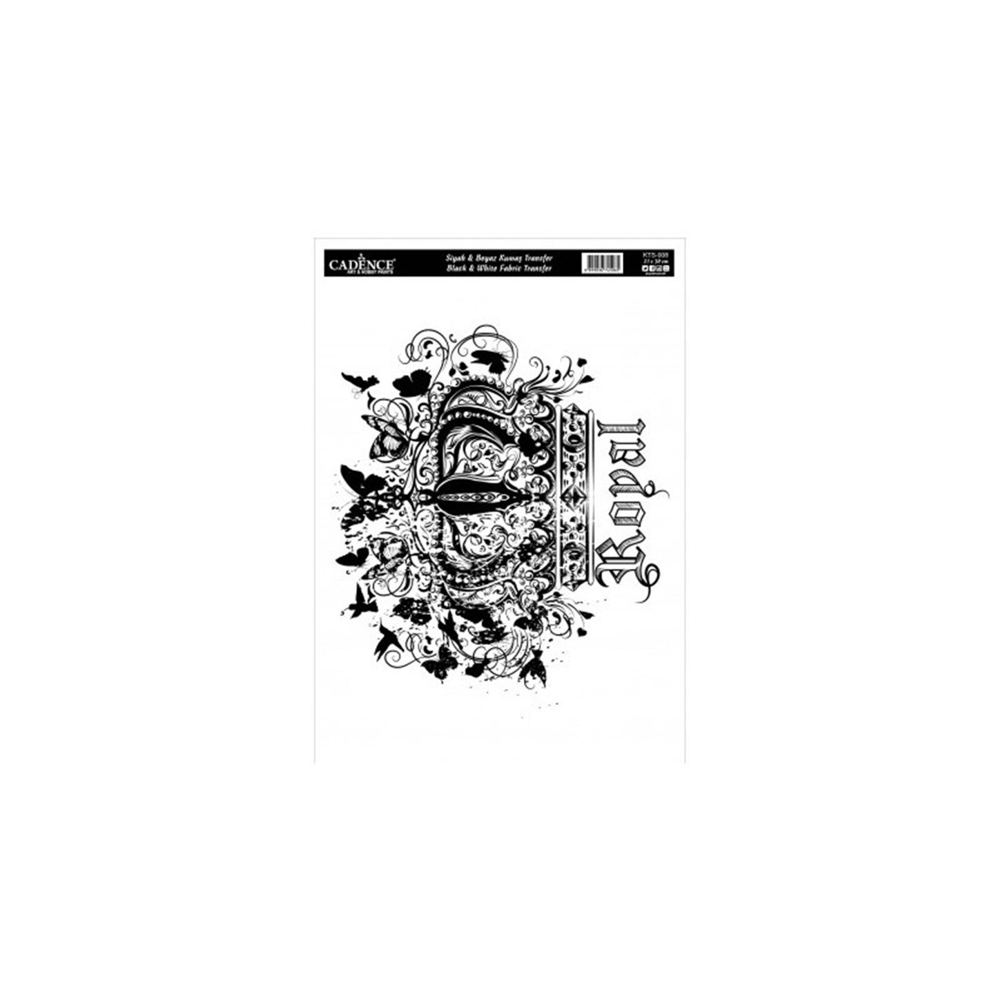 نقل القماش أسود أبيض Kts008 21x30