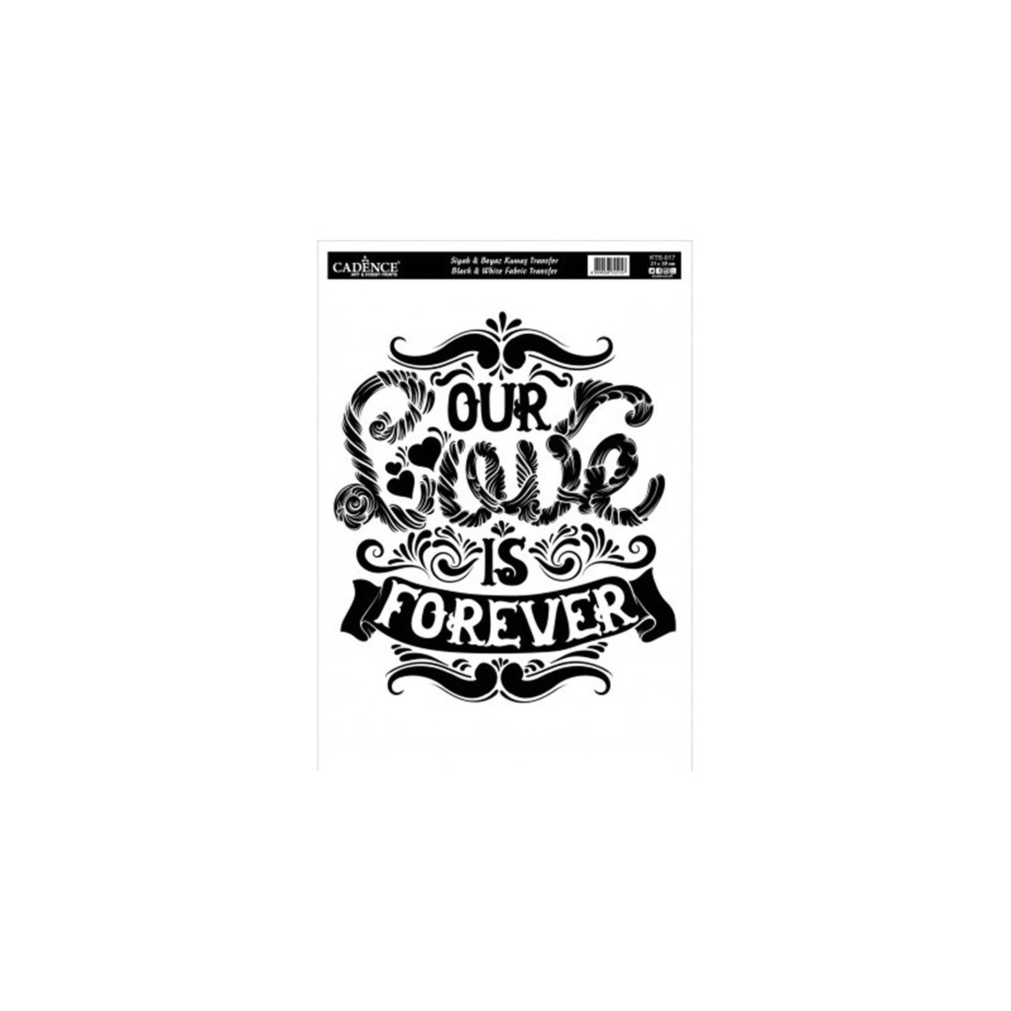 Трансфер по ткани Черный Белый Kts017 21х30