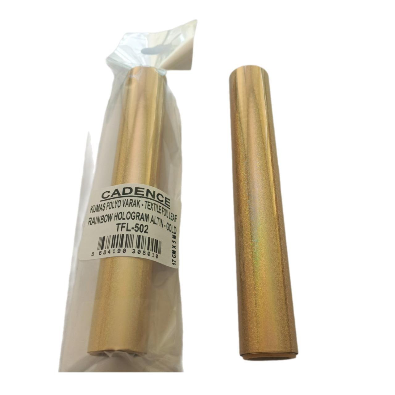 رقائق القماش - TFL-502 صورة ثلاثية الأبعاد قوس قزح ذهبية 17 سم × 5 م