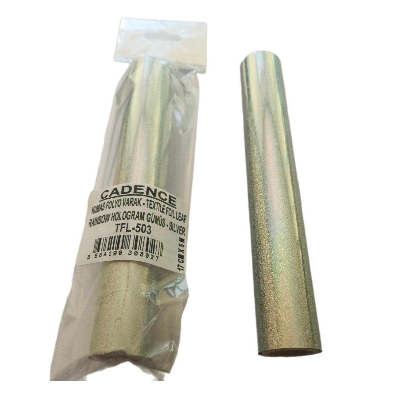 Ткань Фольга Фольга - TFL-503 Радужная голограмма Серебро 17см x 5м