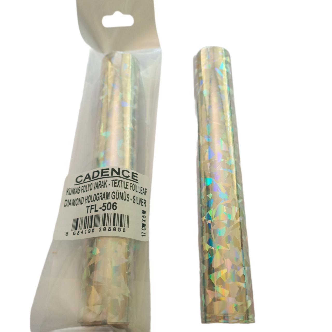 Kumaş Folyo Varak - TFL-506 Diamond Hologram Gümüş 17cm x 5m