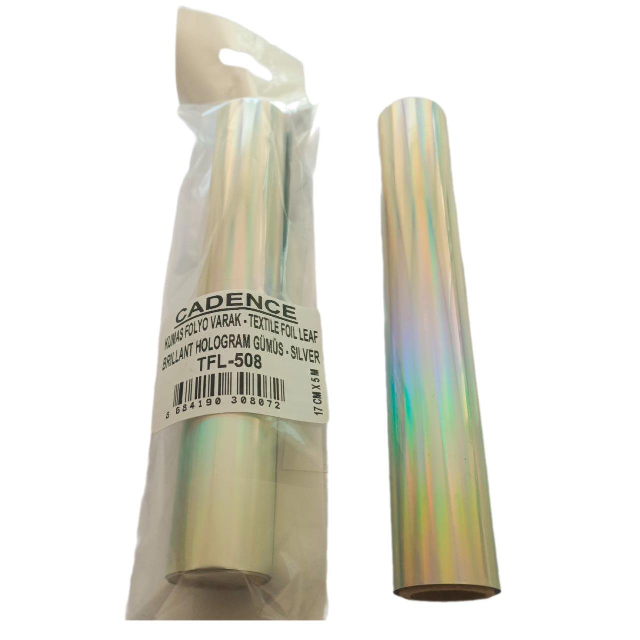 Ткань Фольга Фольга - TFL-508 Блестящая голограмма Серебро 17см x 5м