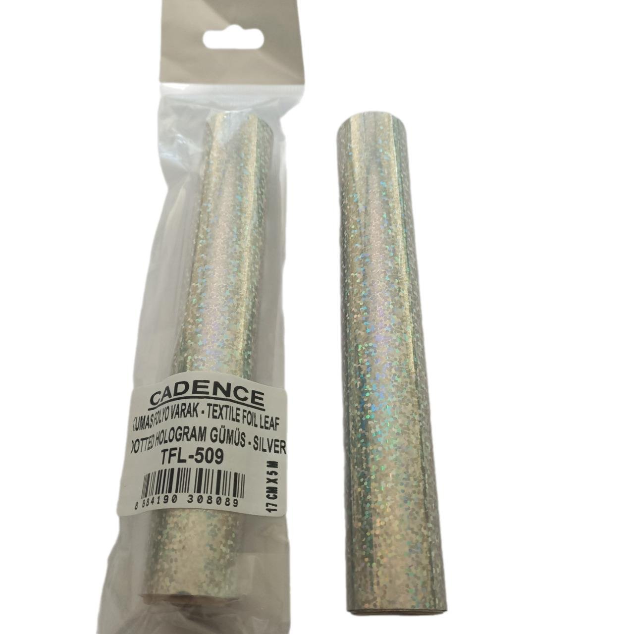 Ткань Фольга Фольга - TFL-509 Точечная голограмма Серебро 17см x 5м