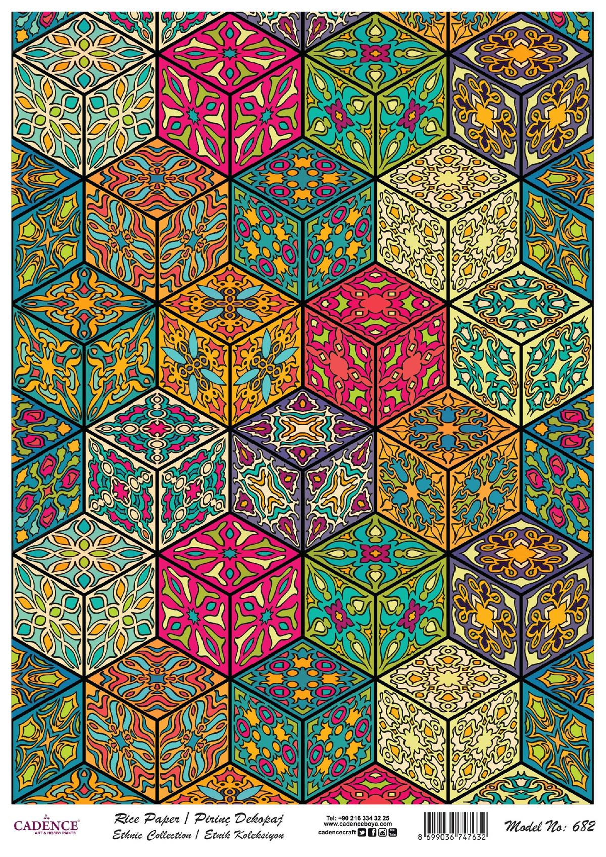 إيقاع ورق الأرز سلسلة العرقية نموذج 682 30x42