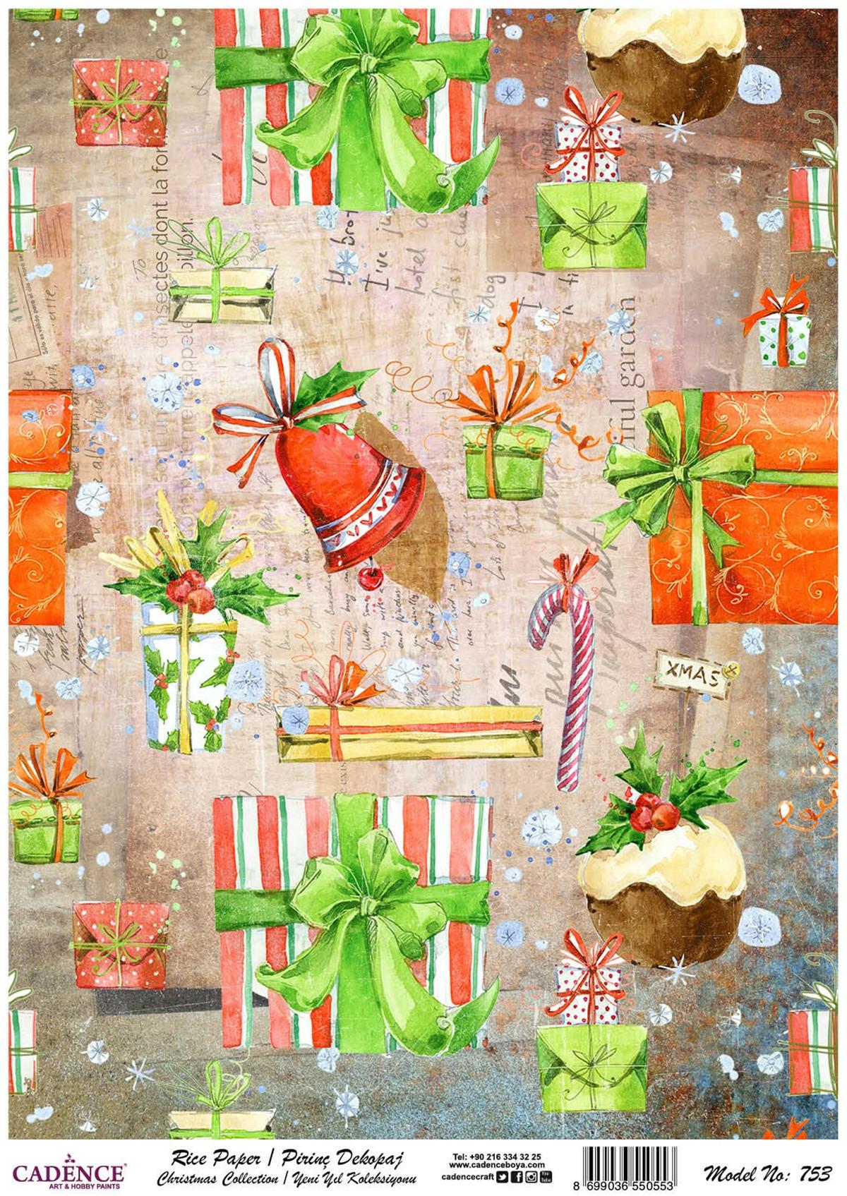 Рисовая бумага Cadence, новогодняя коллекция, модель 753, 30x42