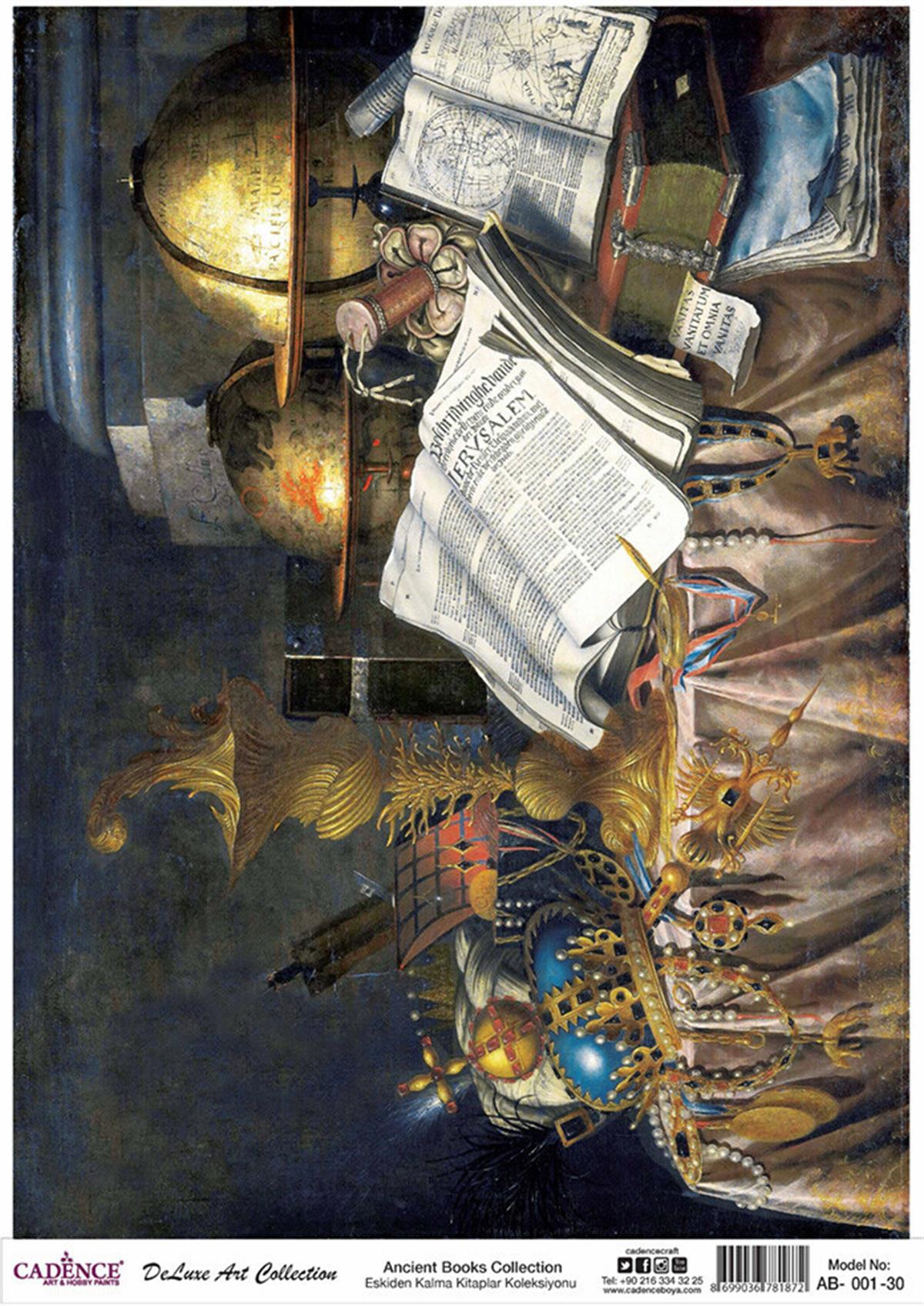 Cadence Vintage Books Brass Decoupage Collection Ab 01 60x84cm