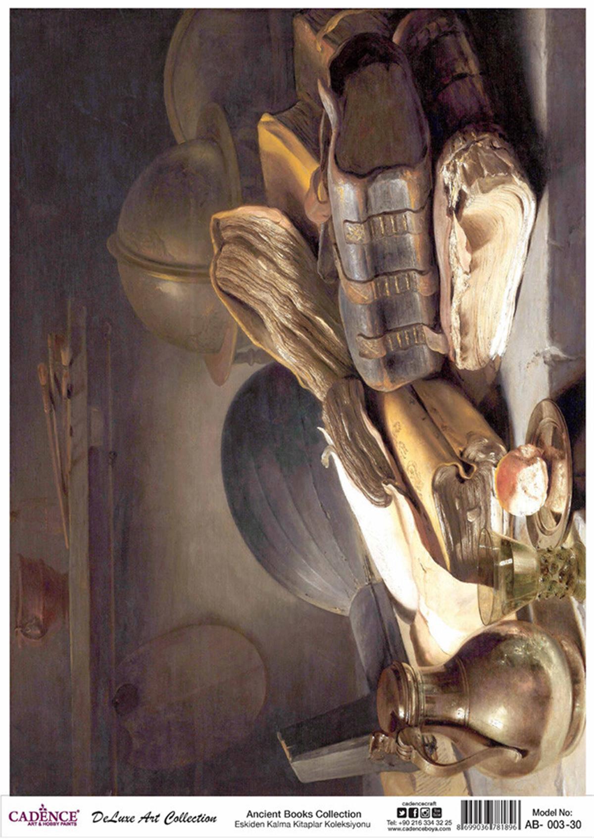 Cadence Ancient Books Brass Decoupage Collection Ab 03 30x42cm