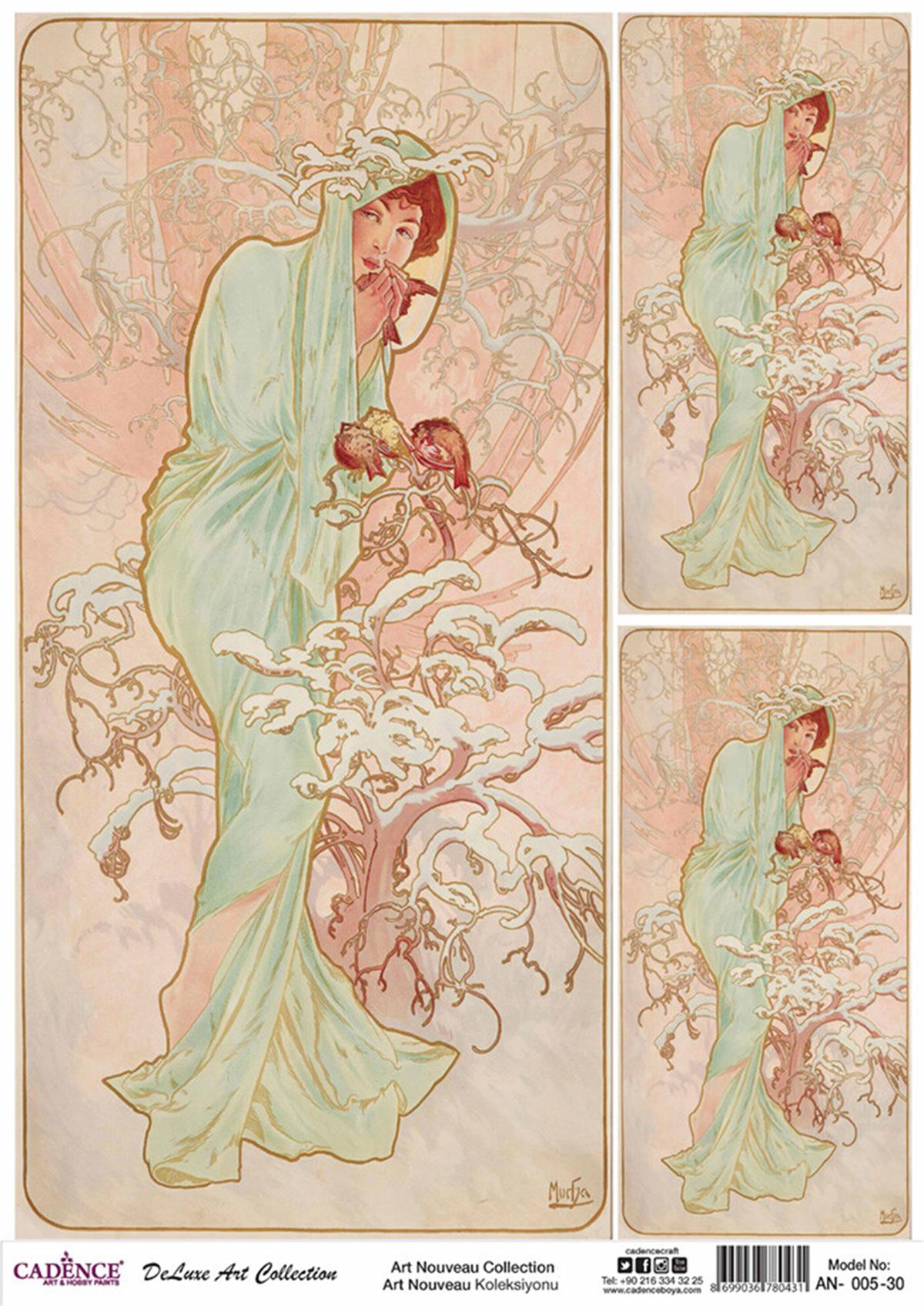 مجموعة ديكوباج نحاسية من طراز آرت نوفو مقاس 05 30 × 42 سم