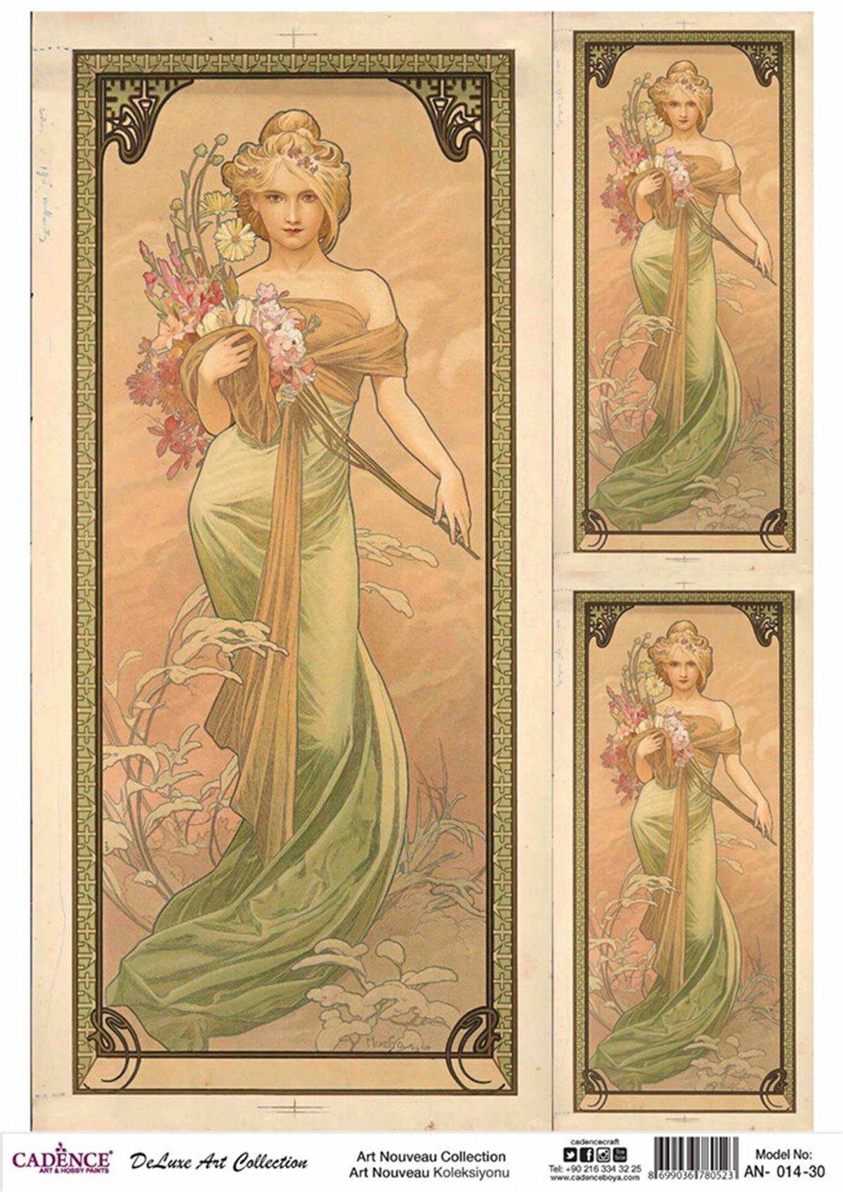 Cadence Art Nouveau, латунь, коллекция декупажа, An 14, 30x42см