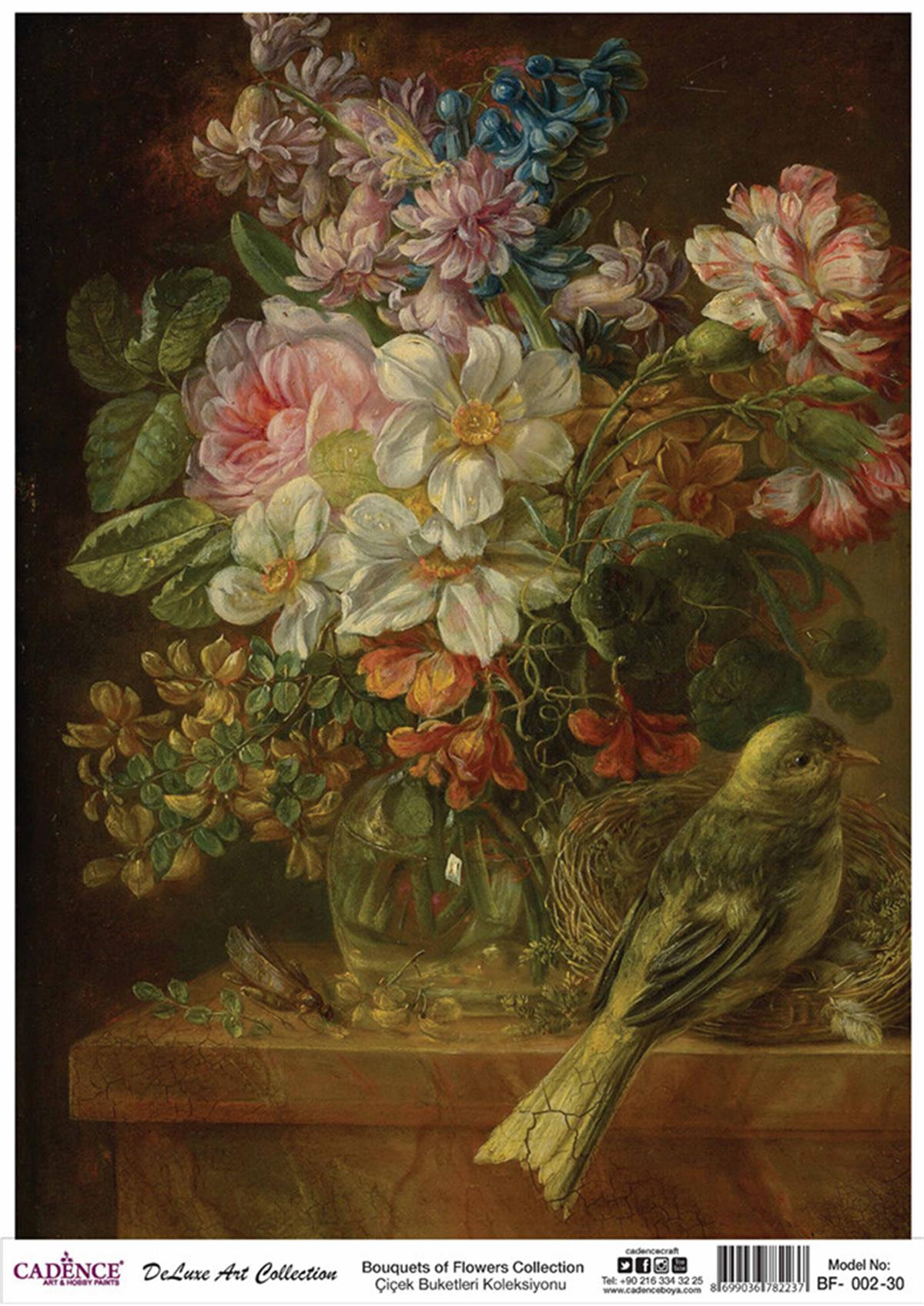 باقات زهور الإيقاع مجموعة ديكوباج الأرز Bf 02 30x42 سم