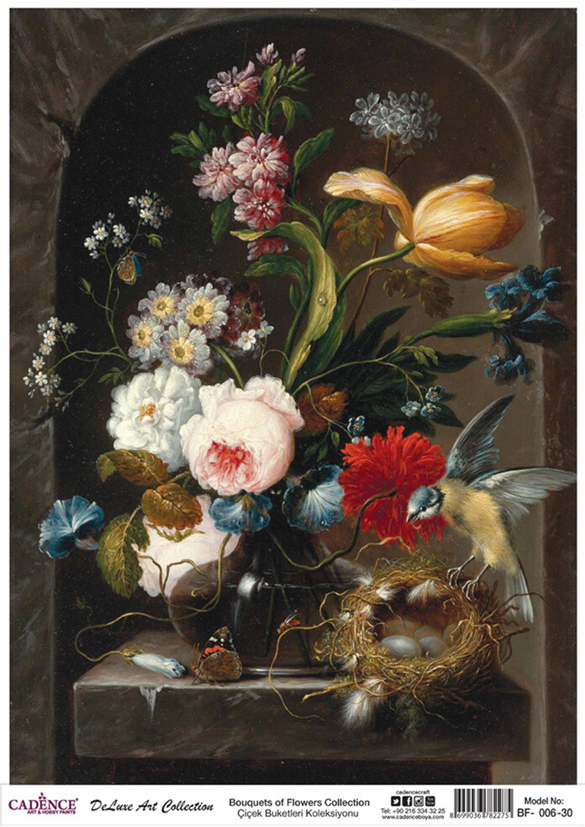 Букеты цветов Cadence из латуни, коллекция декупаж Bf 06 30x42см