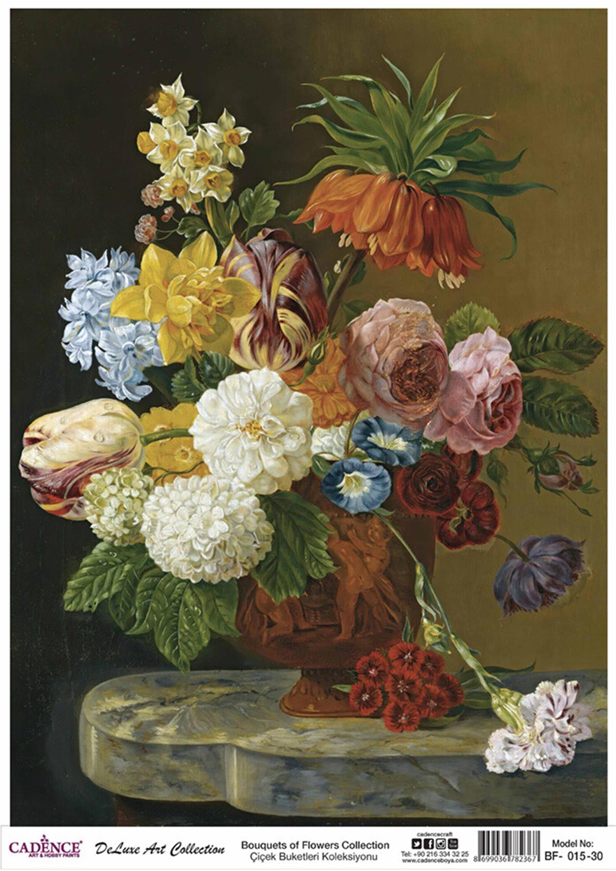 باقات زهور كادينس مجموعة الديكوباج النحاسية Bf 15 30x42 سم