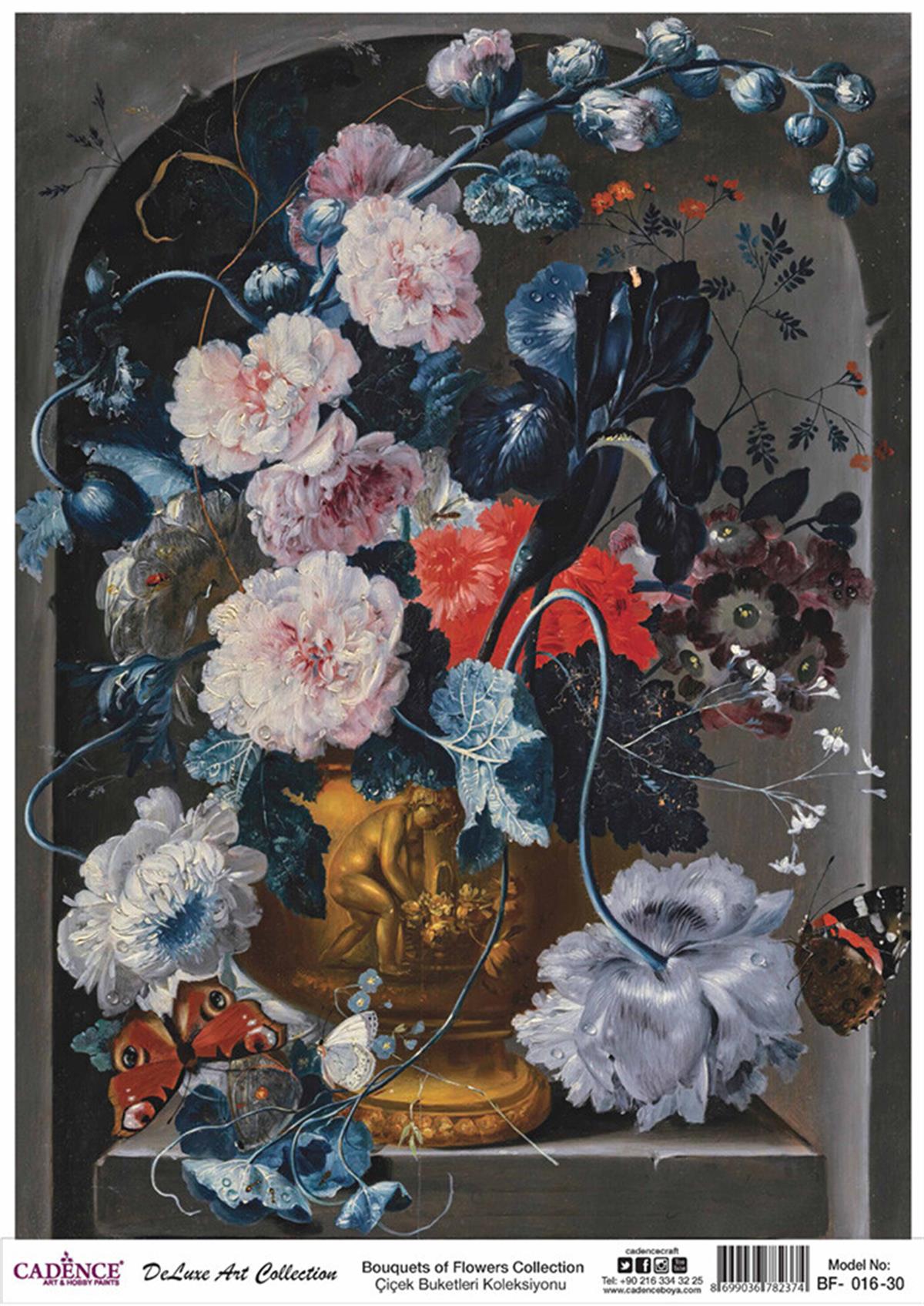 باقات زهور كادينس مجموعة الديكوباج النحاسية Bf 16 30x42 سم