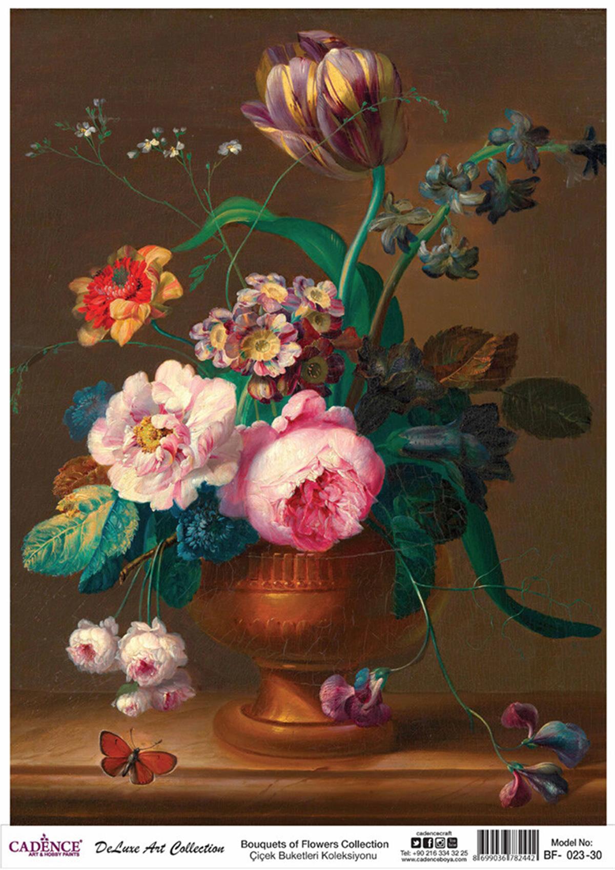 باقات زهور كادينس مجموعة الديكوباج النحاسية Bf 23 30x42 سم