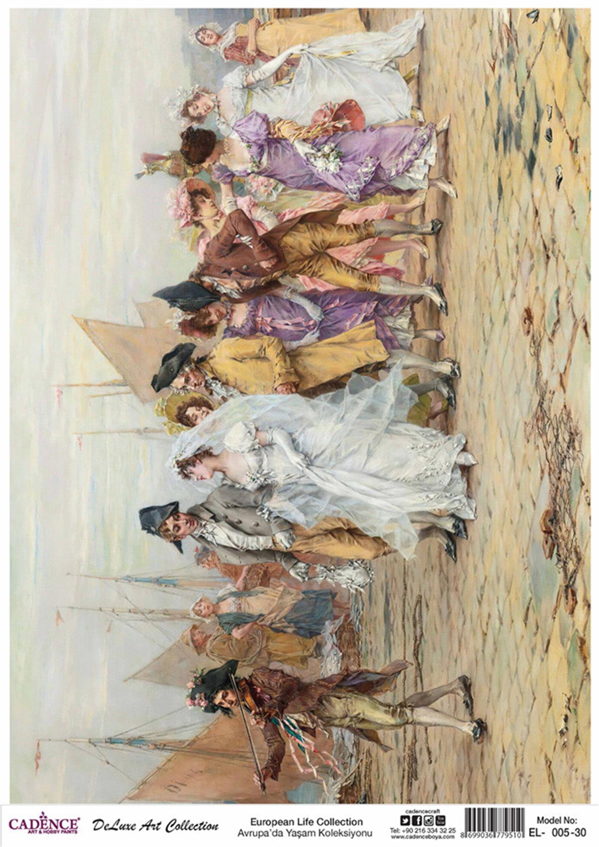 Cadence Life in Europe Brass Decoupage Collection Hand 05 30x42cm