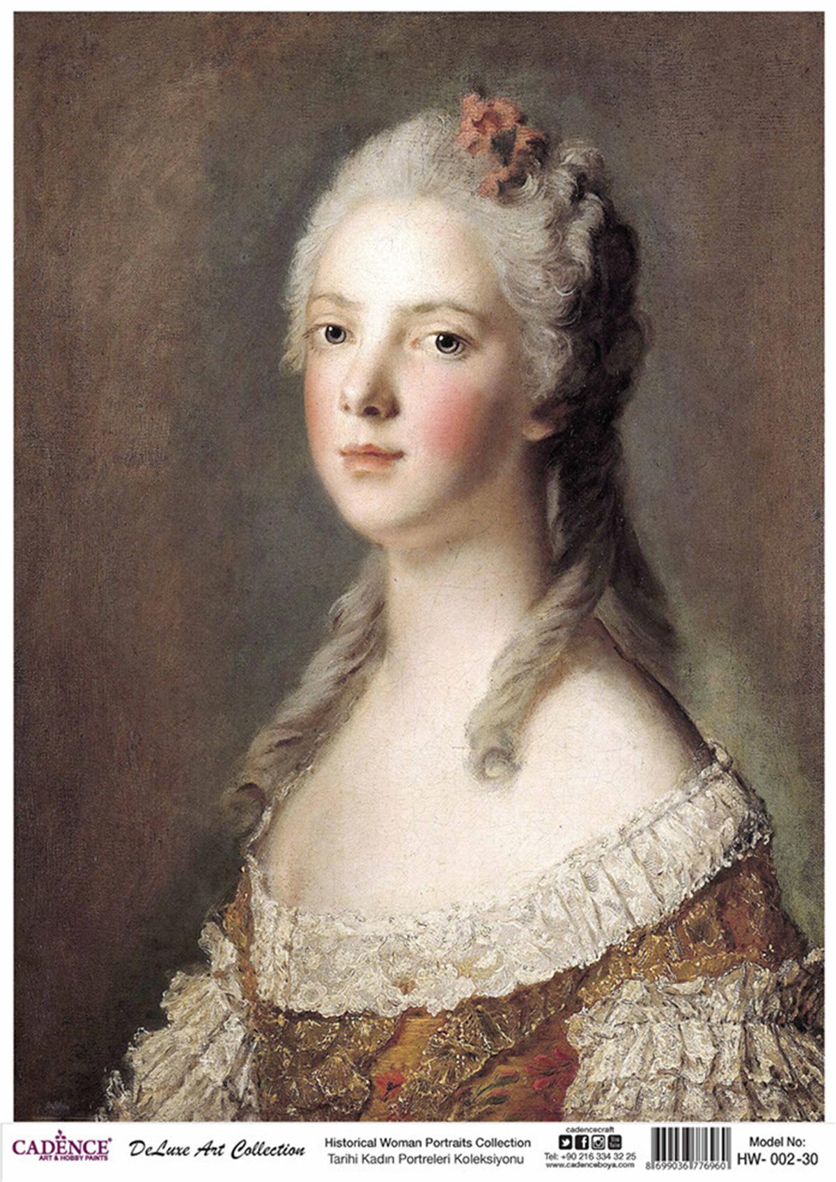 صور شخصية تاريخية للسيدات من مجموعة Decoupage النحاسية Hw 02 30x42 سم