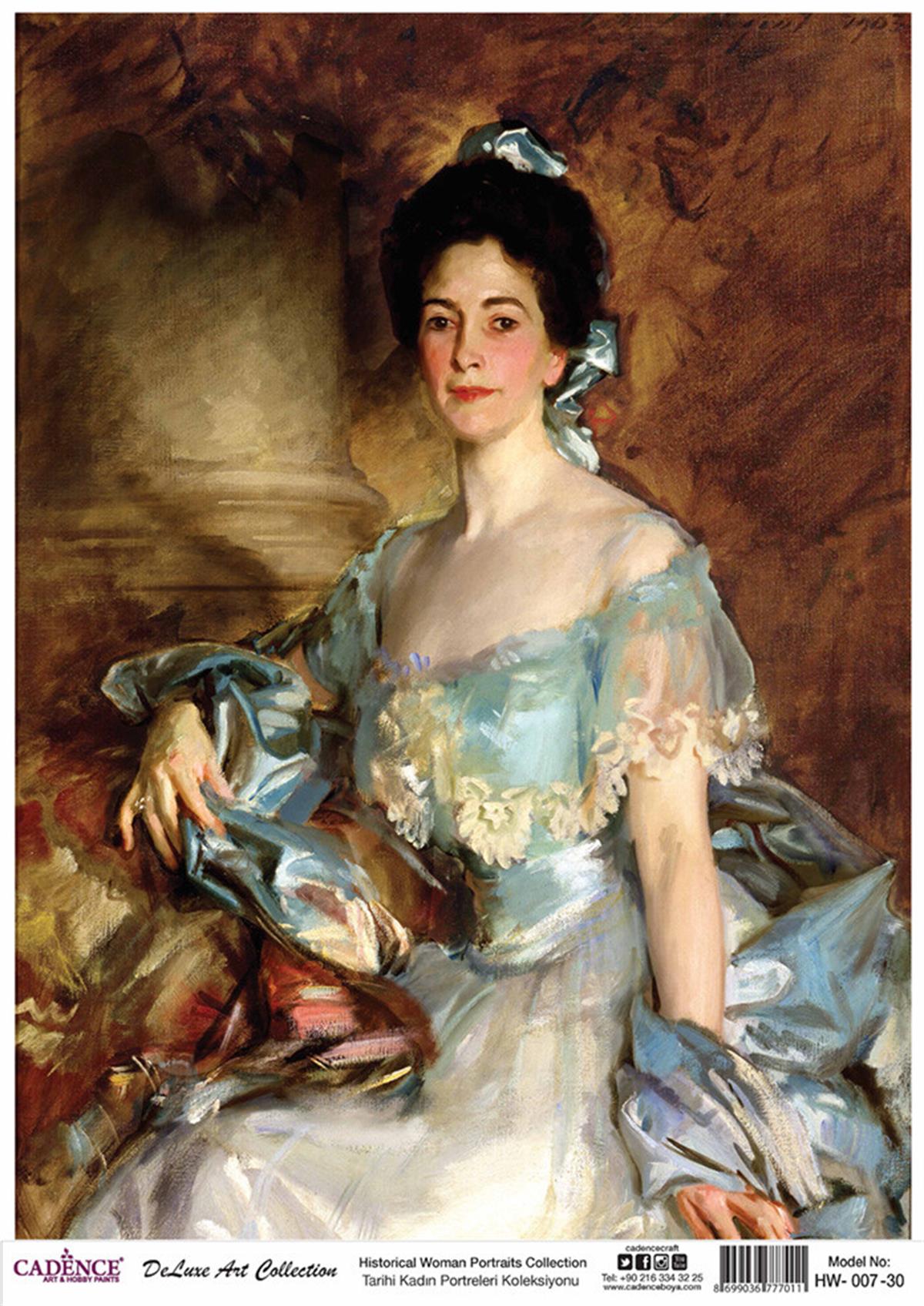 صور شخصية تاريخية للسيدات من مجموعة Decoupage النحاسية Hw 07 30x42 سم