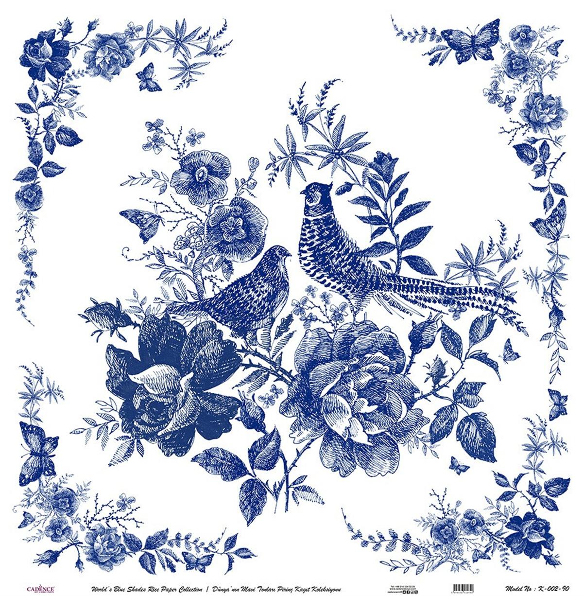 Blue Shades of the Earth Rice Paper Decoupage White Background K002 60x60