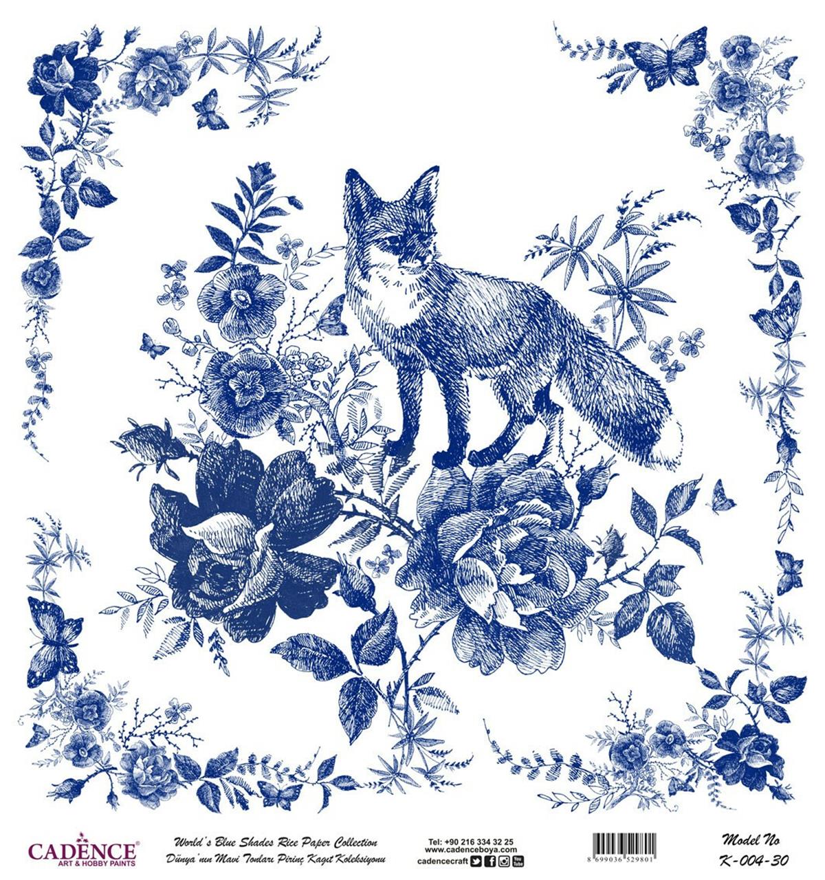 Голубые оттенки мира Рисовая бумага для декупажа Белый фон K004 90х90