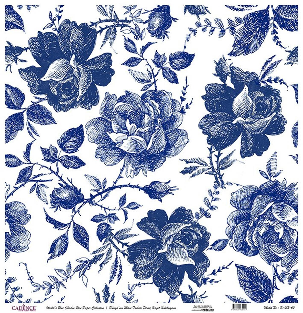 Голубые оттенки земли Рисовая бумага для декупажа Белый фон K012 60х60