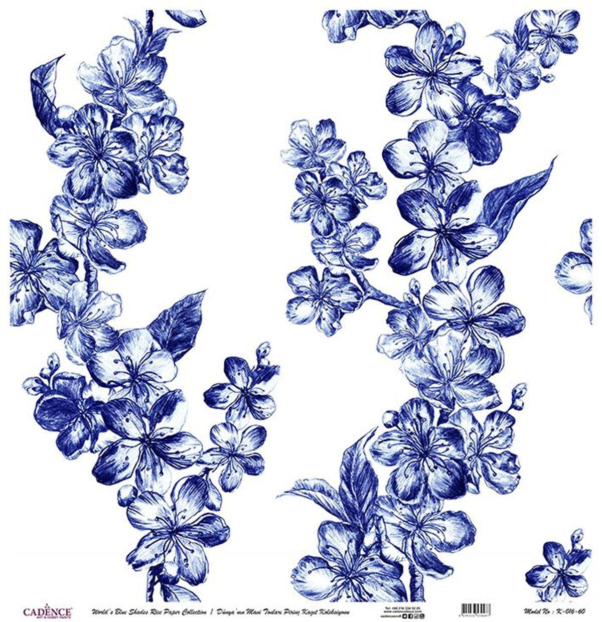 Голубые оттенки земли Рисовая бумага для декупажа Белый фон K016 30х30